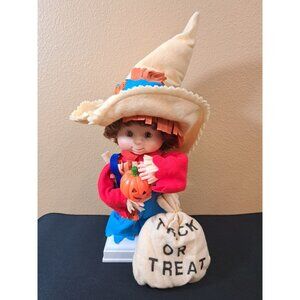 Halloween Kids Battery-Operated Scarecrow Doll With Pumpkin Vintage 1993